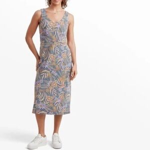 NWT Sherpa NEHA MIDI DRESS Size S Color HAZE TIGER FLORAL